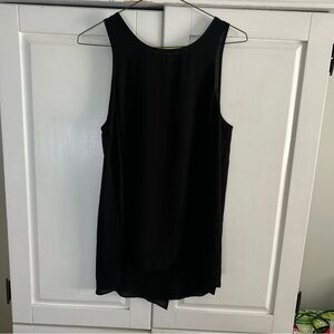 EUC Joe Fresh Sheer Black Tank Top Women's Medium Split Back Sleeveless Blouse